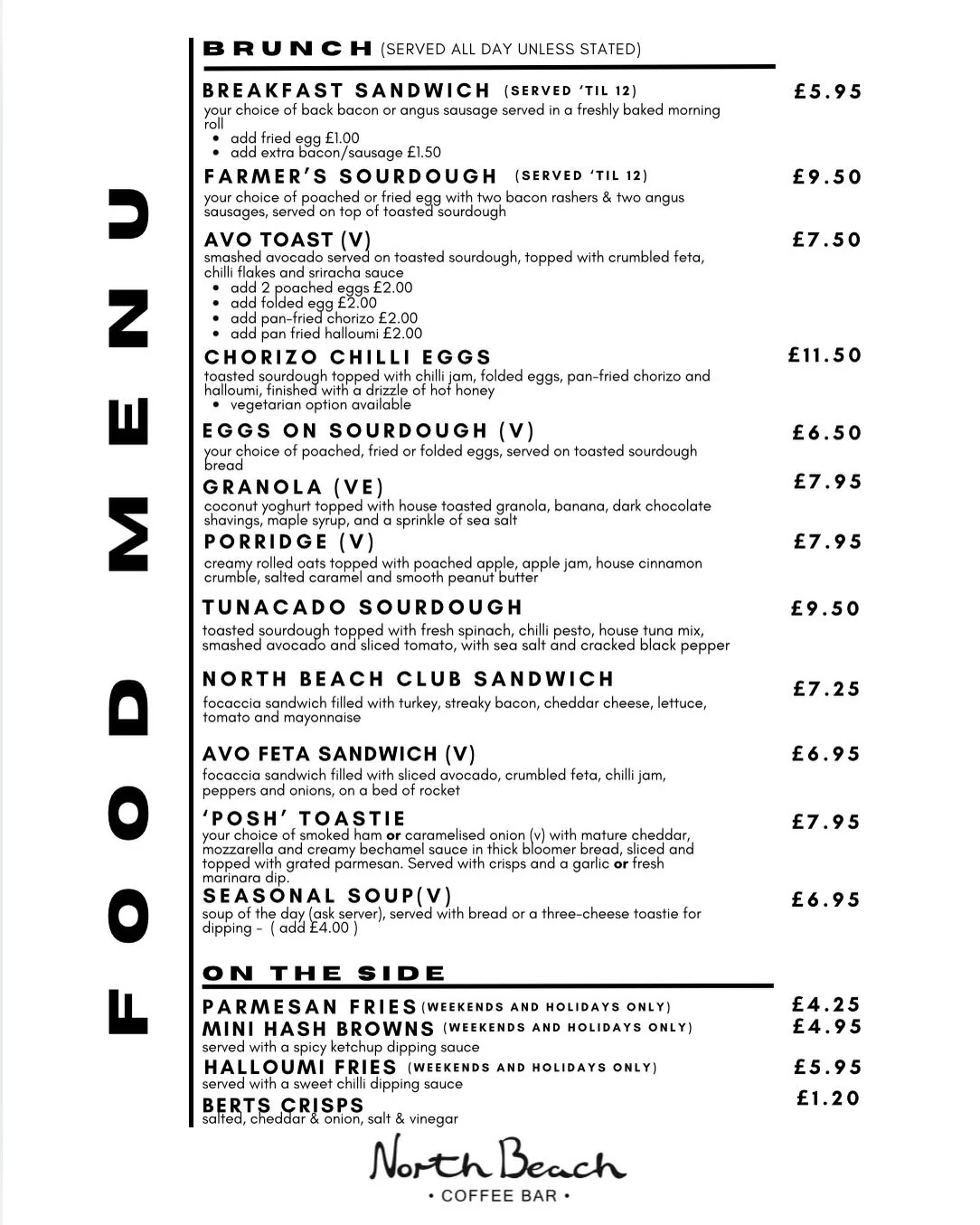 North Beach Coffee Bar food menu